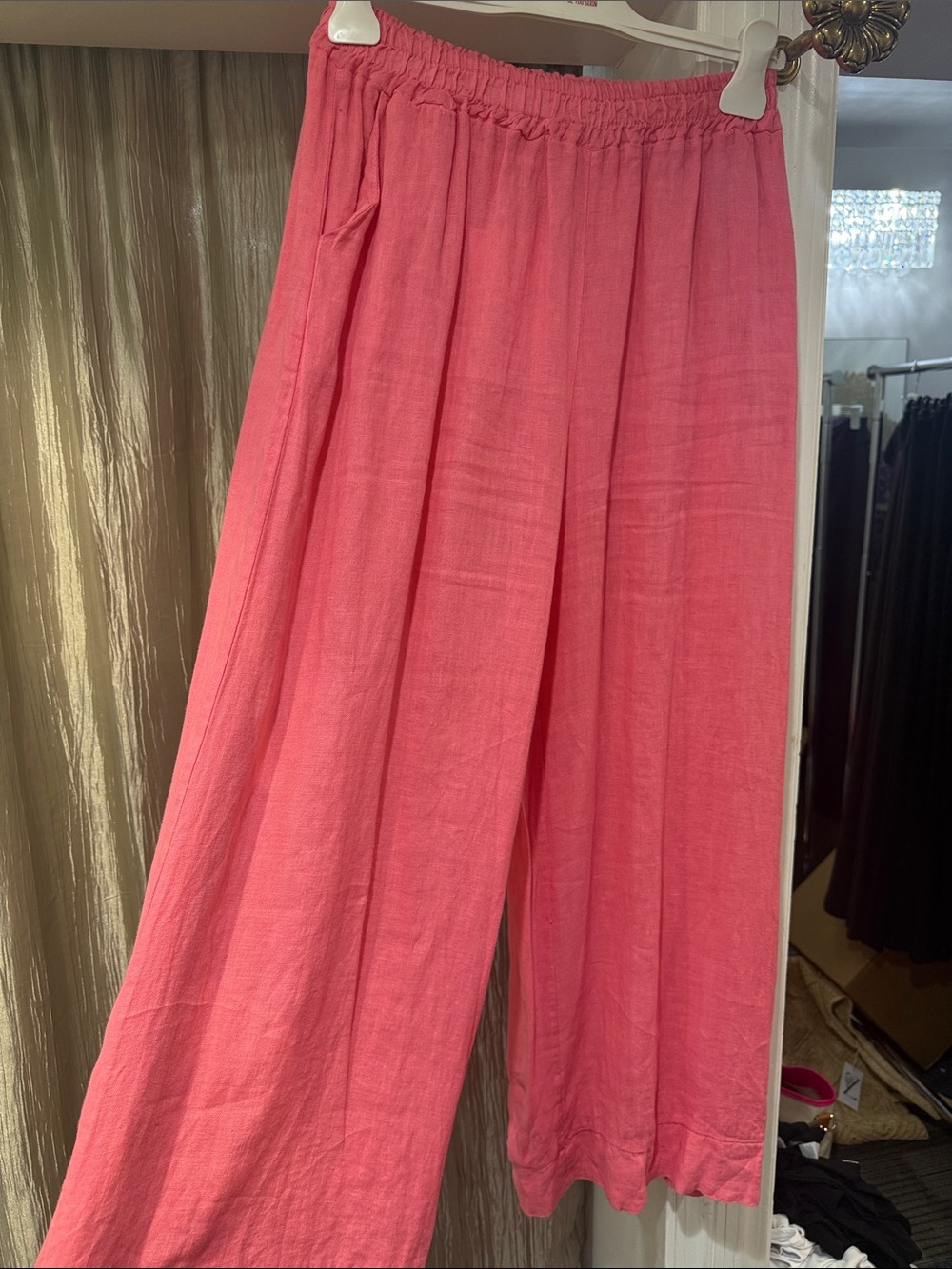 Brand Bazar Wide Leg Elastic Waist Pink Pants
